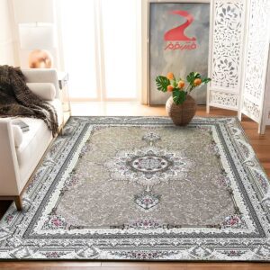 فرش ماشینی ۱۲۰۰ شانه زمینه روشن کد ۱۲۷ 4