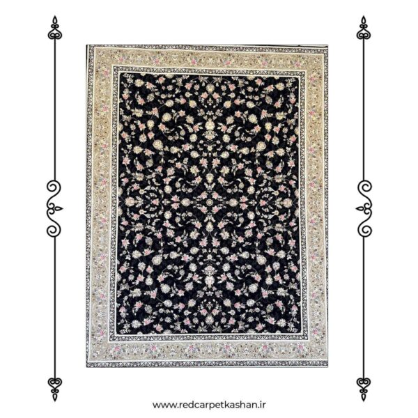 فرش ۱۲۰۰ شانه طرح افشان سرمه ای کد ۱۳۰ 2