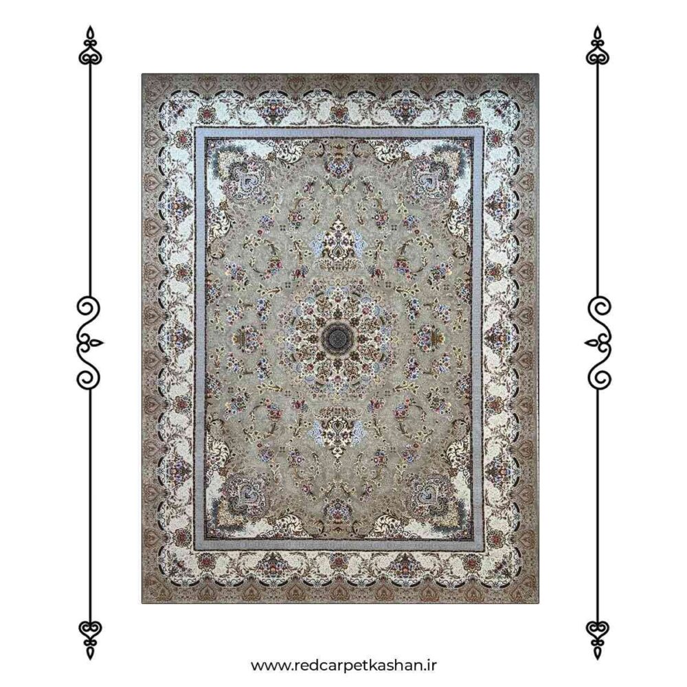 فرش ماشینی 1200 شانه  طرح افسان نقره ای کد 138 - Image 2