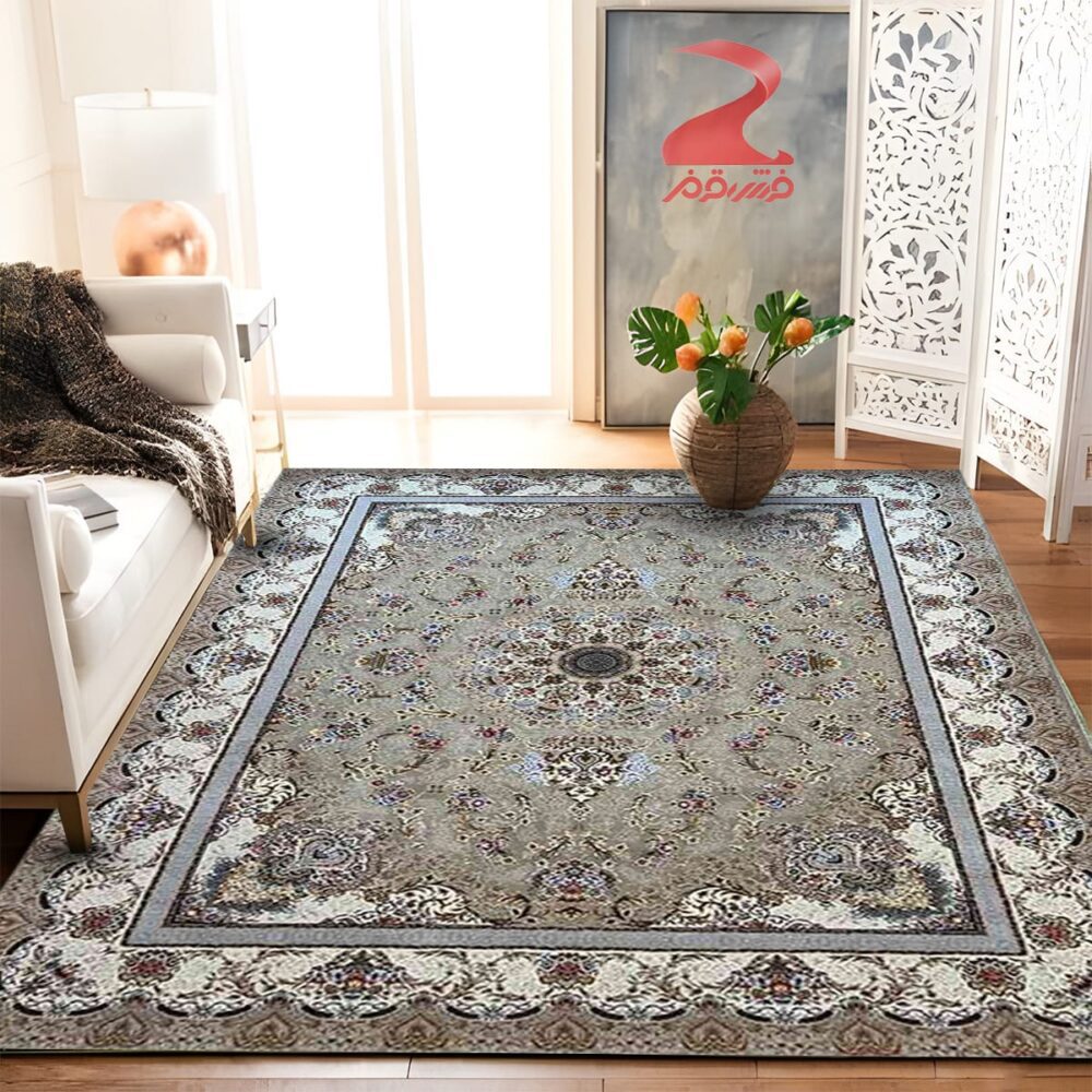 فرش ماشینی 1200 شانه  طرح افسان نقره ای کد 138