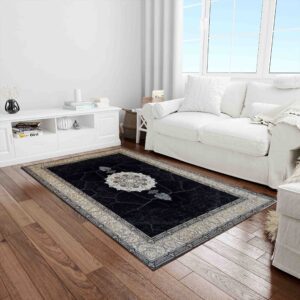 فرش ماشینی ۷۰۰ شانه طرح کویر زمینه تیره کد ۷۲۴ 4