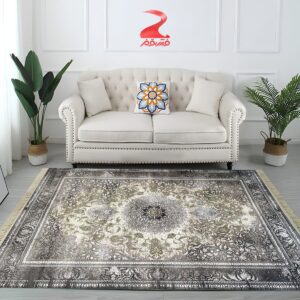 خرید فرش ماشینی ۷۰۰ شانه طرح نگین سبز کد ۷۰۲۶ 4
