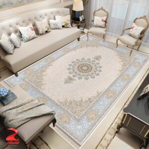 فرش ماشینی ۷۰۰ شانه طرح مهرگان بژ کد ۷۱۱۸ 4