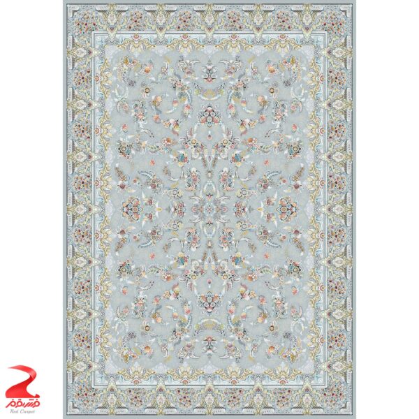 فرش ماشینی کاشان طرح آترین طوسی 700 شانه - Image 2