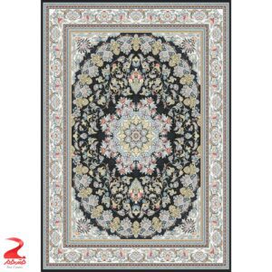 فرش ماشینی کاشان طرح میخک سرمه ای ۷۰۰ شانه 4