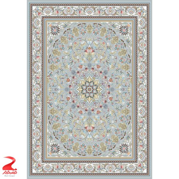 فرش ماشینی کاشان طرح میخک طوسی ۷۰۰ شانه 2