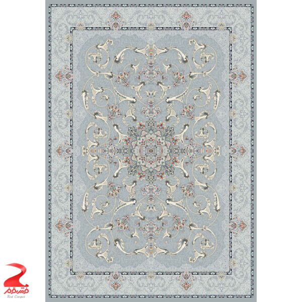 فرش ماشینی کاشان طرح سوگلی طوسی 700 شانه - Image 2