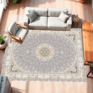 خرید فرش ماشینی ۱۲۰۰ شانه طرح بشارت رنگ نقره ای کد ۱۷۶ 3
