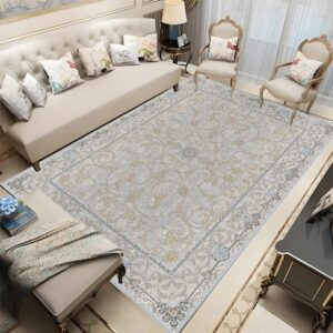فرش ماشینی ۷۰۰ شانه طرح اسلیمی رنگ نقره ای کد ۷۱۸۷ 3