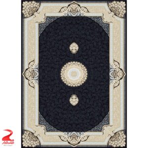 فرش ماشینی کاشان طرح خاتون سرمه ای طلاکوب ۷۰۰ شانه 4