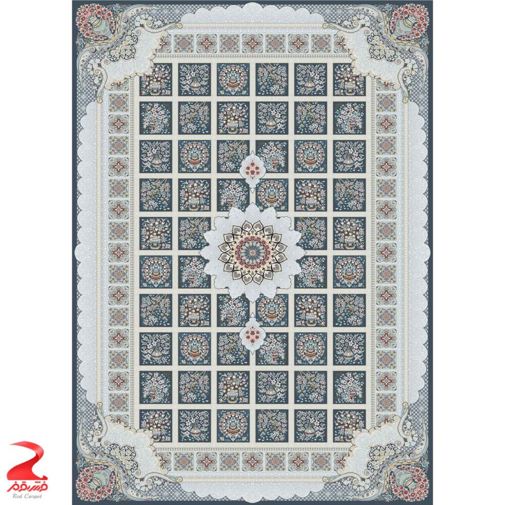 فرش ماشینی کاشان طرح مانلی طوسی 700 شانه - Image 2