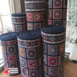 کناره گلیم فرش طرح کژال سرمه ای سایز 1.5 در 3.25 متر