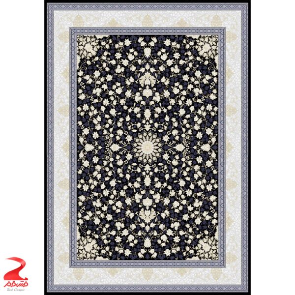 فرش ماشینی کاشان طرح تلما سرمه ای 700 شانه - Image 2
