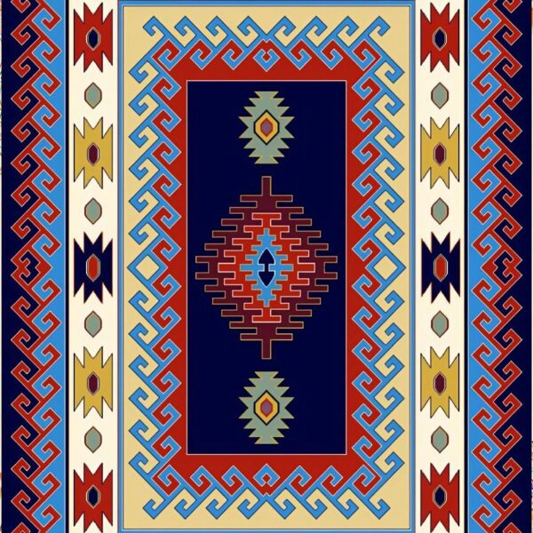 گلیم فرش ماشینی کاشان طرح عشایری سرمه ای 5