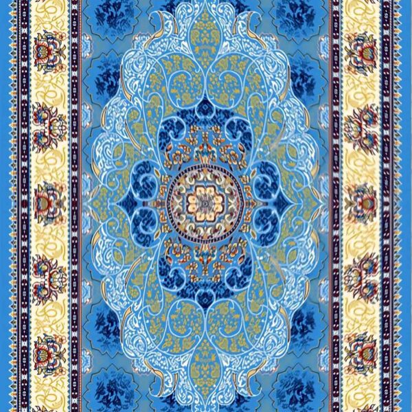 گلیم فرش ماشینی کاشان طرح چکاوک آبی 5