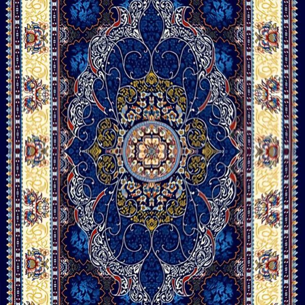 گلیم فرش ماشینی کاشان طرح چکاوک سرمه ای 5