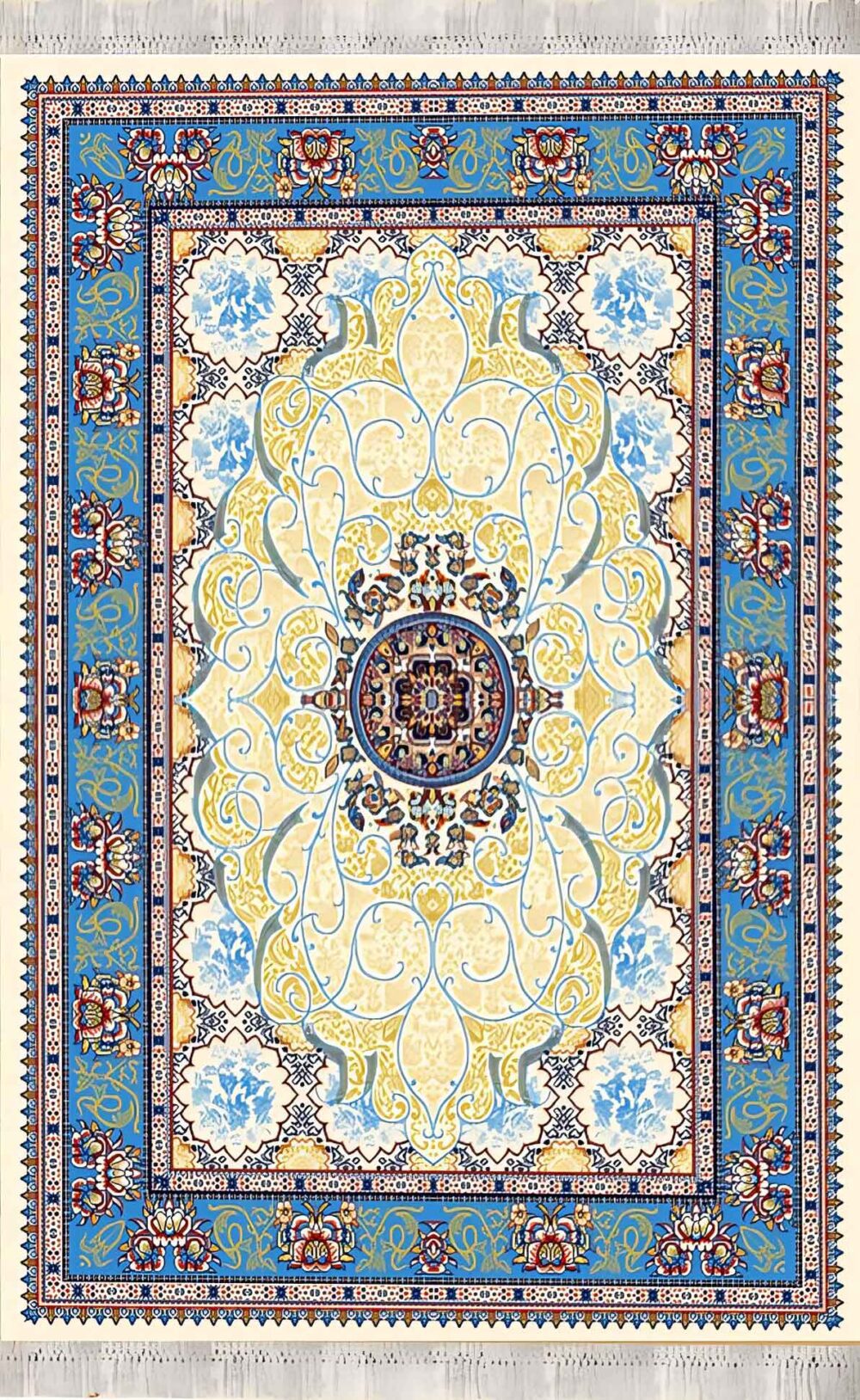گلیم فرش ماشینی کاشان طرح چکاوک کرم - Image 2